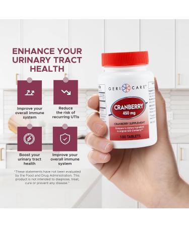 High-Potency Cranberry Supplement - 450mg Pure Cranberry Tablets for Urinary Tract Health Natural UTI Prevention for Men & Women- GMO Gluten & Dairy Free Cranberry Concentrate 100 Count (2pk) - Buy Online on GoSupps.com