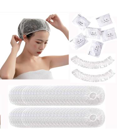 100PCS individually wrapped shower cap  multifunctional thickened elastic shower cap  bath shower hair cap  portable travel
