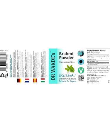 DR WAKDE'S Brahmi Powder (Bacopa monniera) - 100g (3.5oz) | Pure Raw & Dried Powder | Natural Aroma and Freshness | Fine Powder | Vegan | Premium Grade | Nothing Added Nothing Removed - Buy Online on GoSupps.com
