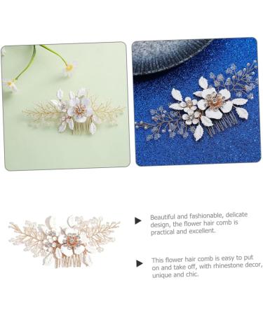 Housoutil Decor Tiara Hair Comb Bridal Hair Accessories Wedding Hair Accessories for Brides Bridal Hair Side Comb Bride Hair Accessories Flower Hair Side Comb Headgear White Metal - Buy Online on GoSupps.com