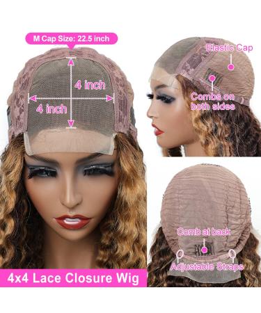 SOSATISFY 4/27 Ombre Highlight Lace Front Human Hair Wig - 30 Inch Deep Wave Closure Wig for Black Women - Pre Plucked with Baby Hair - 180% Density - Buy Online on GoSupps.com