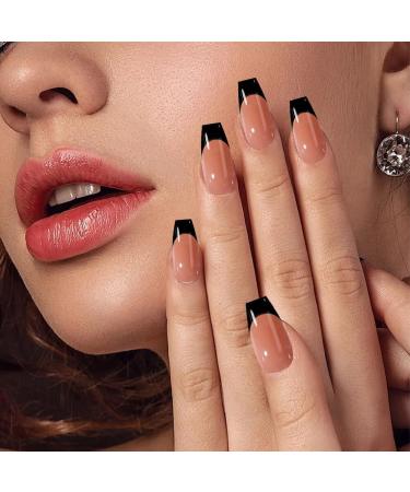  Aublinto Nails French Press on Nails Long False Nails Ballerina Acrylic Manicure Decoration Coffin Acrylic Gel Nails DIY Nail Art for Women Girls - Buy Online on GoSupps.com