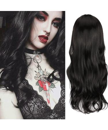 ColorfulPanda Long Black Synthetic Wig for Women - Curly Wavy Hair for Cosplay, Party, Halloween - Buy Online on GoSupps.com