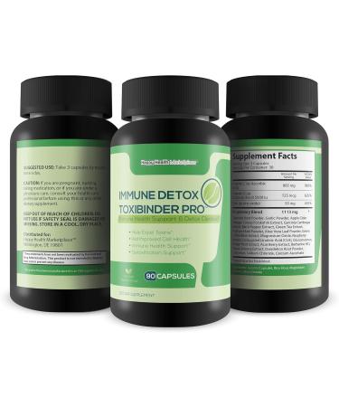 Immune Detox Toxibinder Pro | Natural Detox & Immune Support Supplement - Cleanse Toxins with Psyllium Vitamin C Ginger Zinc & Dandelion Root - Buy Online on GoSupps.com