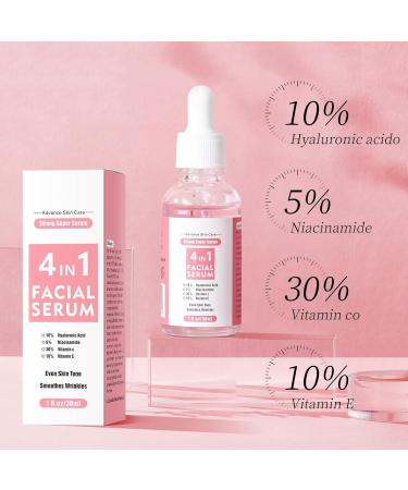 4 In 1 Face Serum for Women - Niacinamide Serum - Hyaluronic Acid Serum for Face - Vitamin C Serum for Face - Face Serum Skin Care - Deeply Hydrating Face Serum - Calming & Soothing Serum Face - Buy Online on GoSupps.com
