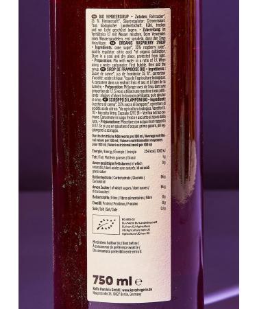 KoRo - Organic raspberry syrup 750ml - Raspberry fruity syrup - Made from organic raspberry juice - Sweetened with cane sugar - For water drinks and desserts - Buy Online on GoSupps.com
