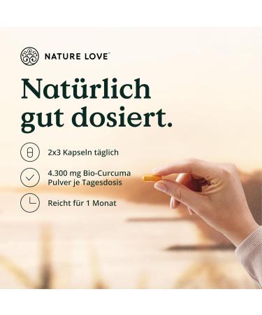 Nature Love Organic Curcuma - 240 Vegan Capsules with Curcumin & Piperine - Highly Dosed Lab Tested Made in Germany - Boost Your Health Naturally - Buy Online on GoSupps.com