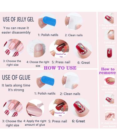Pink Glitter Gradient Medium Ballerina Press on Nails with Crystal Gem Design - 24Pcs Luxurious False Nails Set for Women & Girls - Buy Online on GoSupps.com
