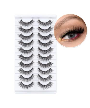 MilyBest 10 Pairs Asian Spiky Anime Mink Cat Eye False Eyelashes | Fluffy Wispy Clear Band for Natural Look & Extensions Pack A-Chic - 18MM - Buy Online on GoSupps.com