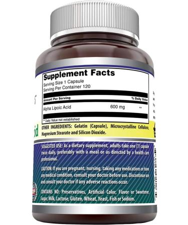 Amazing Formulas Alpha Lipoic Acid 600mg 120 Capsules - Non-GMO Gluten-Free Supplement for Weight Management & Athletic Performance - 120 Count - Buy Online on GoSupps.com