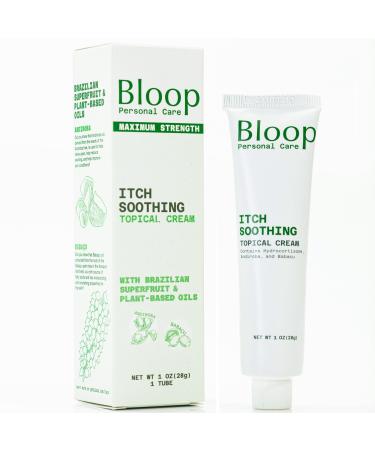Bloop Anorectal Itch Soothing Cream with Hydrocortisone Andiroba/Babacu Oils | Max. Strength for Rapid Itch Relief & Cooling (1oz)