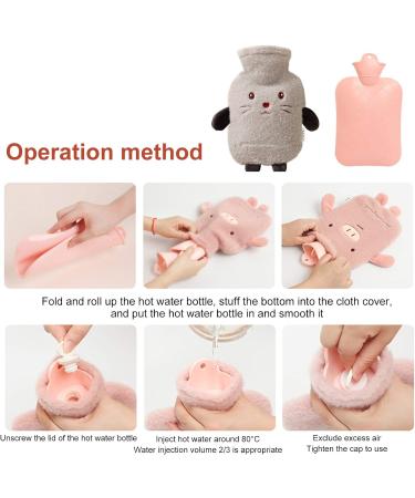 Heiqlay Hot Water Bag 1000ml 26x15cm Gray M-1 | Cosy Fluffy Soft Plush Design | Back, Legs, Waist Warm | Perfect Gift for Family or Girlfriend - Buy Online on GoSupps.com