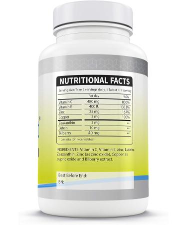 MacuBright Advanced (180 Tablets) - Vegan AREDS 2 Food Supplement with Zeaxanthin, Lutein, and Bilberry - Buy Online on GoSupps.com