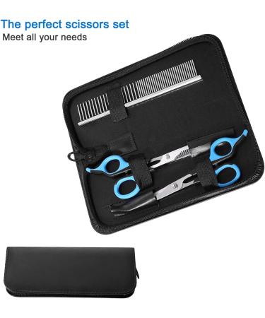 Professional Pet Grooming Scissors Set for Dogs & Cats - Straight Shears, Thinning Scissors, Grooming Comb - Small Dog Face, Ear, Paw Hair Trimming - Buy Online on GoSupps.com
