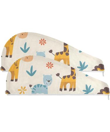 Clever Animals Hair Towel 2 Pack | Super Absorbent Quick Dry Hair Turbans for Women & Girls - Buy Online on GoSupps.com