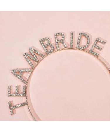 NICENEEDED Teambride Gold Headband | Bachelorette Party Bridal Crown with Sparkling Crystal Tiara - Wedding Decorations & Photo Props for Women (Style 6) - Buy Online on GoSupps.com