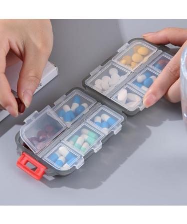 Zuihug 1Pack Travel Pill Organizer - Compact and Portable Pill Case - 10 Compartments - On-The-Go Pill Storage - Gray - Buy Online on GoSupps.com