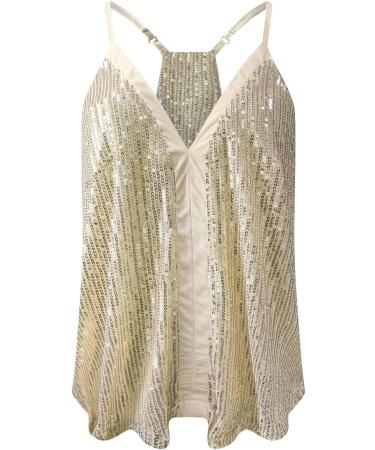 Shop Women's V-Neck Sequin Tops - Sparkle Sleeveless Spaghetti Camisole & Festive Metallic Shirts - Buy Online on GoSupps.com