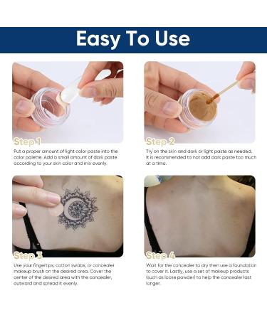 Tattoo Cover Up Concealer - Waterproof and Natural-looking | 2 Colors for Tattoos, Scars, Dark Spots, Birthmarks, Vitiligo - Buy Online on GoSupps.com