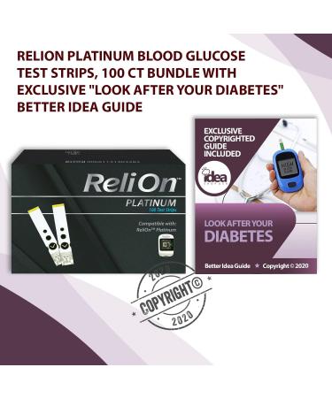 ReliOn Platinum Blood Glucose Test Strips 100 Ct Bundle - 100 Test Strips + Diabetes Care Guide - Buy Online on GoSupps.com
