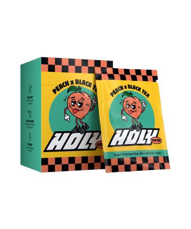 HOLY Iced Tea Lot de 10 bo tes de d gustation Peach x Nectarine x Black Tea avec poudre go t p che | 10 portions d'antioxydants et de superaliments | Th glac sans sucre | V g talien avec ar mes Peach x Nectrarine