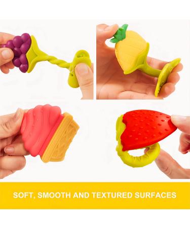 Organic Baby Teething Toys (4 Pack) by Olele Baby - BPA-Free | For Babies 6-12 Months | Natural Fruit Teether Toys for Toddlers | Soothes Gingival Pain - Buy Online on GoSupps.com