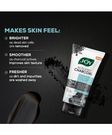 Joy Charcoal Face Wash for Oil Control & Dirty Removal - Activated Charcoal for Oily Skin | Fights Pollution Blackheads Acne & Pimples (2x100ml - Buy Online on GoSupps.com