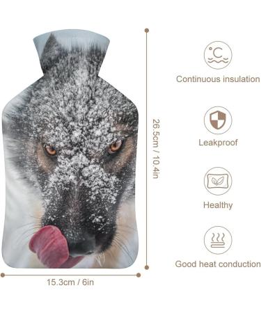 Wolf Hot Water Bottle with Plush Cover | Hand Warmer for Adults & Kids | 26.5x15.3cm - International Shipping Available - Buy Online on GoSupps.com