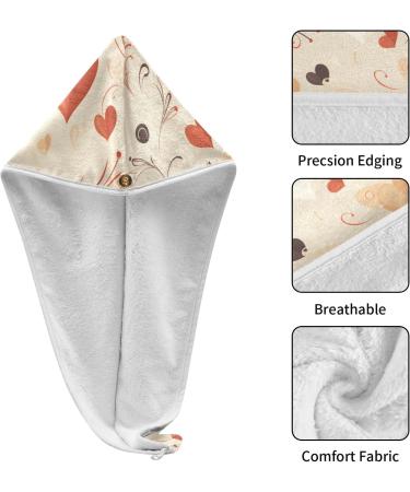 Coffee Heart Hair Towel 2 Pack - Super Absorbent Quick Dry Hair Turbans for Women & Girls - Buy Online on GoSupps.com