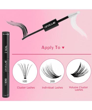 Lash Bond and Seal with Remover Cevillae Eyelash Glue and Lash Remover for Individual Cluster Lashes Extensions Waterproof Strong Hold 48Hours Eyelashes Adhesive & Remover for False Eyelashes 2 in 1 Individual Lash Glue - Buy Online on GoSupps.com