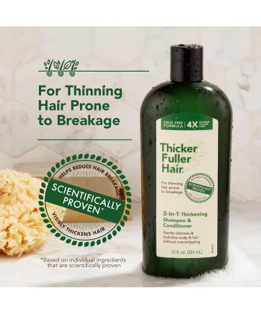 Thicker Fuller Hair 2-in-1 Thickening Shampoo & Conditioner for Men | Hydrating Shampoo for Thinning Hair with Aloe | 12 oz - International Shipping Available - Buy Online on GoSupps.com