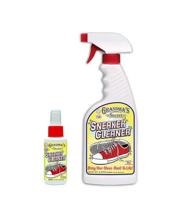 Grandma's Secret Sneaker Cleaner - for Rubber, Canvas, Leather, Stain Remover Spray Removes Dirt, Grime, Grass - Cleaner for Outdoor Shoes, Slippers, Moccasins - 16oz & 3oz Combo