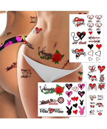 44+ Sexy Naughty Temporary Tattoos for Women Ladies- Adult Fun for Lower Back Legs Arms Butt Stomach Erotic