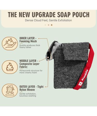 2 Pack Grey Exfoliating Soap Bags for Bar Soap | Foaming Soap Saver Pouches for Bath & Shower - Buy Online on GoSupps.com