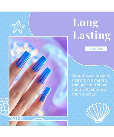 Beetles Blue Purple Gel Nail Polish Set - 6 Pcs Aquamarine Mermaid Gel Polish | Soak Off UV LED, Base & Top Coat | Salon Quality Starter Kit | Mother's Day Gifts - Buy Online on GoSupps.com