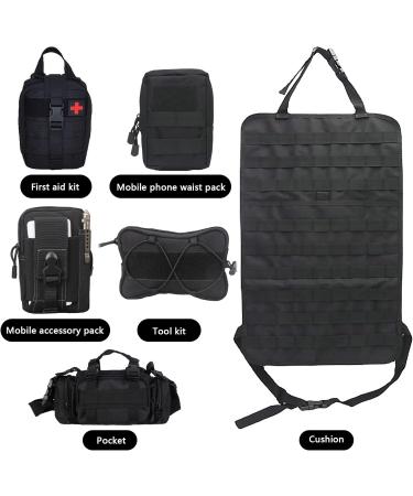Mocoli Tactical Car Seat Organizer - Backrest Protection with 5 Removable Bags | Universal Fit for Most Vehicles - Black - Buy Online on GoSupps.com