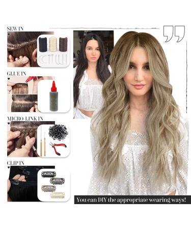 Vivien Extensions | Remy Real Hair Tressen - Blond Dark Brown Light Brown Ombre | 45cm 18'' #3/8/24 - Buy Online on GoSupps.com