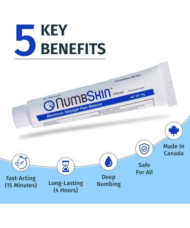 Numbskin 5% Lidocaine Numbing Cream - Maximum Strength Pain Relief for Tattoos - 5 Pack, 30g Each - Buy Online on GoSupps.com