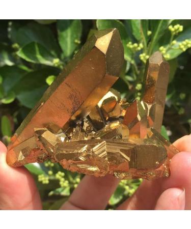 Crystals and Stones Natural Gold Yellow Quartz Crystal Cluster with Aura Coating Raw Specimens Rough Minerals Home Decor Gift 1PC 70-80g Yellow - Buy Online on GoSupps.com