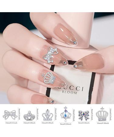 30pcs Alloy Silver Crown and Bow Nail Charms with Clear Rhinestone - Nail Art Accessories for Women and Girls - Buy Online on GoSupps.com