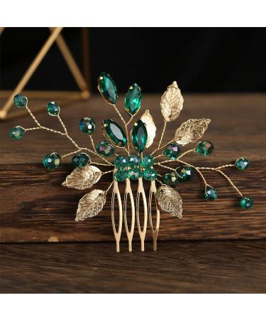 Bridal Wedding Hair Accessories Green Hair Accessories Sparkly Rhinestone Hair Combs Slides Hair Clips Prom Hair Accessories French Hair Comb Hair Jewelry Hair Pieces for Women - Buy Online on GoSupps.com