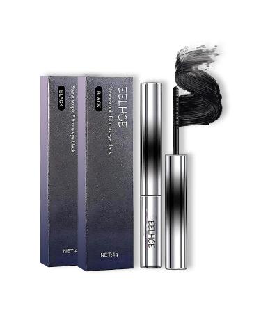 Hairless Ultra Fine Metal Mascara Waterproof Sweatproof Curling Mascara Doll Mascara Long Lasting Natural (Black)