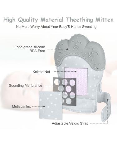 2Pack Silicone Teething Mitt for Babies | Pain Relief & Safety Glove | Teething Toys for 0-12 Months Grey - Buy Online on GoSupps.com
