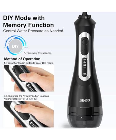 SEAGO Cordless Water Flosser - Portable Dental Water Irrigator with 5 Jet Tips | Rechargeable Teeth Cleaner for Adults - 833G Black - Buy Online on GoSupps.com