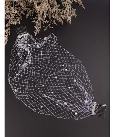 Elegant Beryuan Ladies Fascinator with Veil & Pearls | Bridal Hair Comb & Party Headgear (White) - Buy Online on GoSupps.com