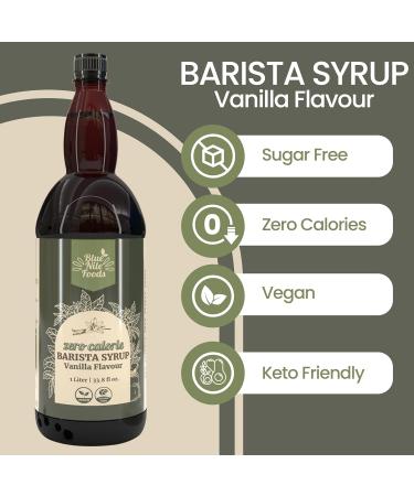 Blue Nile Foods Barista Vanilla Coffee Syrup Calorie/Sugar Free Syrup Keto Friendly Vanilla Syrup Sugar Free Coffee Syrups for Coffee Drinks - Hot/Iced 1L - Buy Online on GoSupps.com