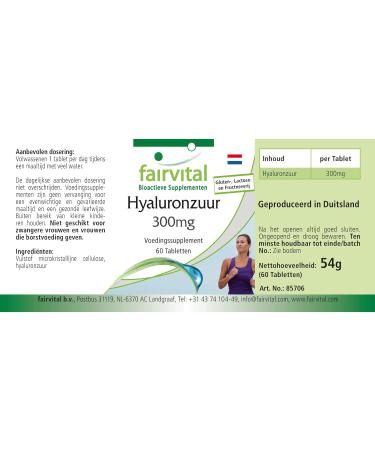 Fairvital | Hyaluronic acid - for 2 months - VEGAN - Highly dosed - 60 tablets - Buy Online on GoSupps.com