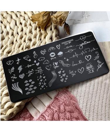 Nail Stamping Plate Set - Heart & Lines Theme for Perfect Manicure | International Shipping Available - Buy Online on GoSupps.com