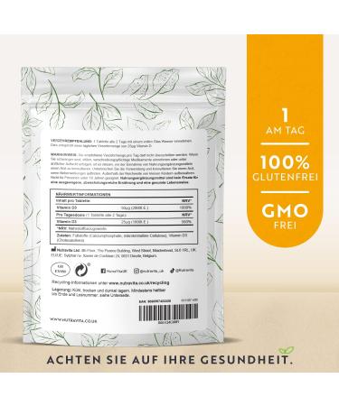 Vitamin D 2000 I.E - 400 Vegetarian Tablets | High-Dose Vitamin D3 for Bones Teeth Muscles & Immune Support - Nutravita - Buy Online on GoSupps.com