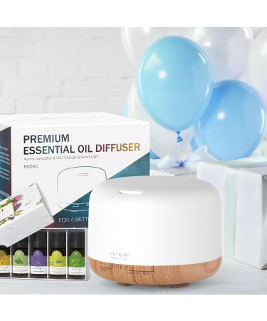 Asakuki 500ml Aroma Diffuser with 6 Essential Oils | Humidifier Timer Auto Shut-off & 7 LED Colors - Enhance Your Home with Fragrance - Buy Online on GoSupps.com